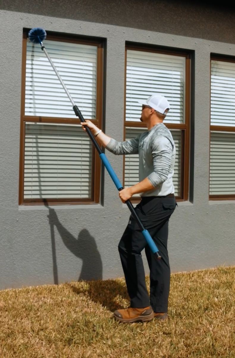 Cobweb removal and exterior treatment